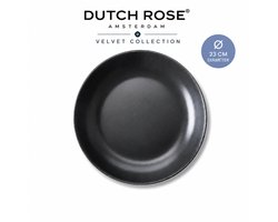 Dutch Rose Velvet Diepe Borden - 23 cm mat Antraciet