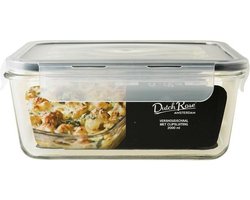 Dutch Rose Vershoudschaal met deksel - zwarte rubberen ring - 2000ml