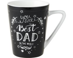 Dutch Rose Zwart/Wit Beker Best Dad - Zwart