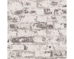 DUTCH WALLCOVERINGS Behang baksteen wit en grijs 42507-10