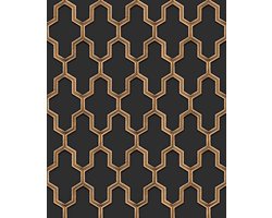 DUTCH - WALLCOVERINGS - Behang - Geometric - zwart - en - goudkleurig