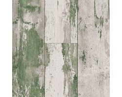 DUTCH WALLCOVERINGS Behang hout groen en beige