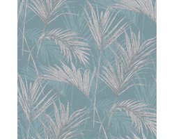 DUTCH - WALLCOVERINGS - Behang - Palm - Springs - blauw - en - grijs