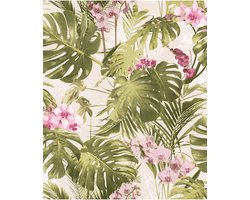 DUTCH WALLCOVERINGS Behang Paradiso groen en roze