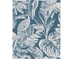 DUTCH WALLCOVERINGS Behang Rebecca petrolblauw en beige