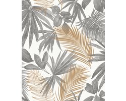 DUTCH - WALLCOVERINGS - Behang - Wild - Palms - grijs - en - beige