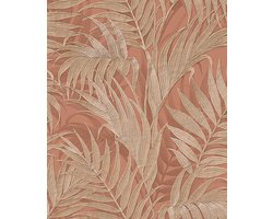 Dutch Wallcoverings - Grace Tropical palm leaf brown/gold - vliesbehang - 10m x 53cm - GR322106