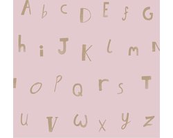 Dutch Wallcoverings - Make Believe Alphabet roze/goud