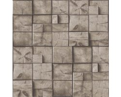 Dutch Wallcoverings schuimvinyl houtblokken - bruin