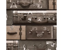 Dutch Wallcoverings- Schuimvinyl koffers bruin