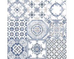 Dutch Wallcoverings schuimvinyl tegel - blauw/wit
