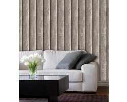 Dutch Wallcoverings Schuimvinylbehang hout - grijs