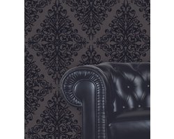 Dutch Wallcoverings Schuimvinylbehang ornament - Zwart