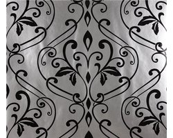 Dutch Wallcoverings Vliesbehang Damast - Zwart/zilver