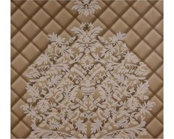 Dutch Wallcoverings Vliesbehang leer damast ruit - bruin