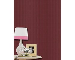 Dutch Wallcoverings Vliesbehang rood met fijn - zwart streepje