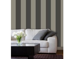 Dutch Wallcoverings Vliesbehang streep - donkerbruin
