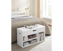 Dutch Wanted - Schoenenbank - Wit - 80x30x44cm, Schoenenkast, Schoenenrek, zZtkist, gestoffeerd zitbank
