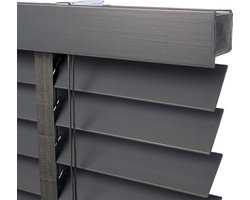 Dutchblinds® Houten Jaloezieën - 50mm - Antraciet - 115 x 250 cm - Breedtematen van 40 t/m 300 cm
