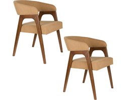 Dutchbone Adamello Eetkamerstoelen Beige - Set van 2