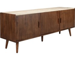Dutchbone Arda Dressoir laag Travertin/ Hout - Beige