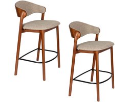 Dutchbone Babington Barkrukken rugleuning 66 cm Walnoot kleur - Set van 2