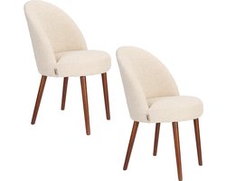 Dutchbone Barbara Eetkamerstoelen Bouclé Beige - Set van 2