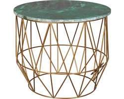 Dutchbone Boss Bijzettafel Rond 51 cm Marmer Groen/ Goud
