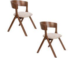 Dutchbone Bresso Eetkamerstoelen Walnoot/ Beige - Set van 2