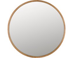 Dutchbone Caroun Spiegel/ Wandspiegel Rond Groot 80x80 Hout - Bruin