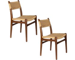 Dutchbone Cecile Eetkamerstoelen Hout in Walnoot kleur - Set van 2