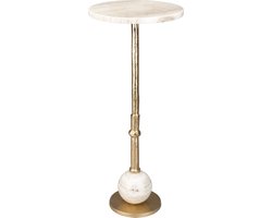 Dutchbone Everest Bijzettafel Rond 25 cm Marmer Beige/ Goud