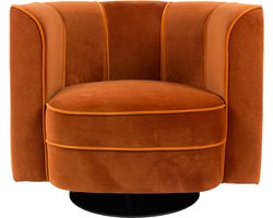Dutchbone Flower Fauteuil/ Draaistoel Velours Oranje