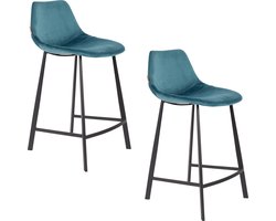 Dutchbone Franky Barkruk Blauw 65 cm - Set van 2