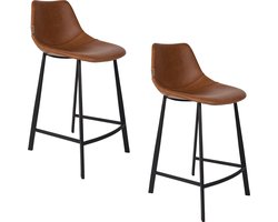 Dutchbone Franky Barkrukken rugleuning 65 cm Bruin - Set van 2