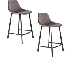 Dutchbone Franky Barkrukken rugleuning 65 cm Grijs - Set van 2