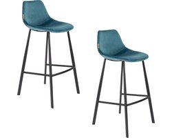 Dutchbone Franky Barkrukken rugleuning 80 cm Blauw - Set van 2