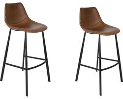 Dutchbone Franky Barkrukken rugleuning 80 cm Bruin - Set van 2