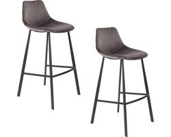 Dutchbone Franky Barkrukken rugleuning 80 cm Grijs - Set van 2