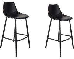 Dutchbone Franky Barkrukken rugleuning 80 cm Zwart - Set van 2