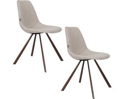Dutchbone Franky Eetkamerstoelen Bouclé Beige - Set van 2