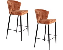 Dutchbone Georgia Barkrukken rugleuning 73 cm Oranje - Set van 2