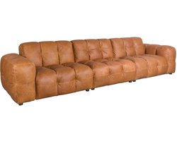 Dutchbone Hackman 4,5-zitsbank Leer Cognac Bruin