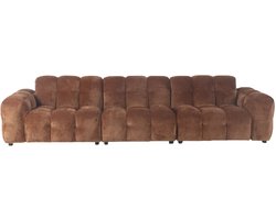 Dutchbone Hackman 4,5-zitsbank Velours Cognac Bruin