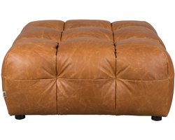 Dutchbone Hackman Hocker Leer Cognac Bruin