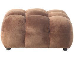 Dutchbone Hackman Hocker Velours Cognac Bruin