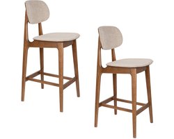 Dutchbone Marais Barkrukken 68,5 cm Walnoot kleur / Beige - Set van 2