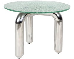 Dutchbone Marly Bijzettafel Rond 60 cm Glas/Chroom - Zilver