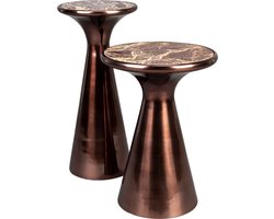Dutchbone Mount Bijzettafel Rond 32,5x32,5 cm Marmer Bruin
