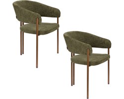 Dutchbone Naida Eetkamerstoelen Armleuning Groen - Set van 2